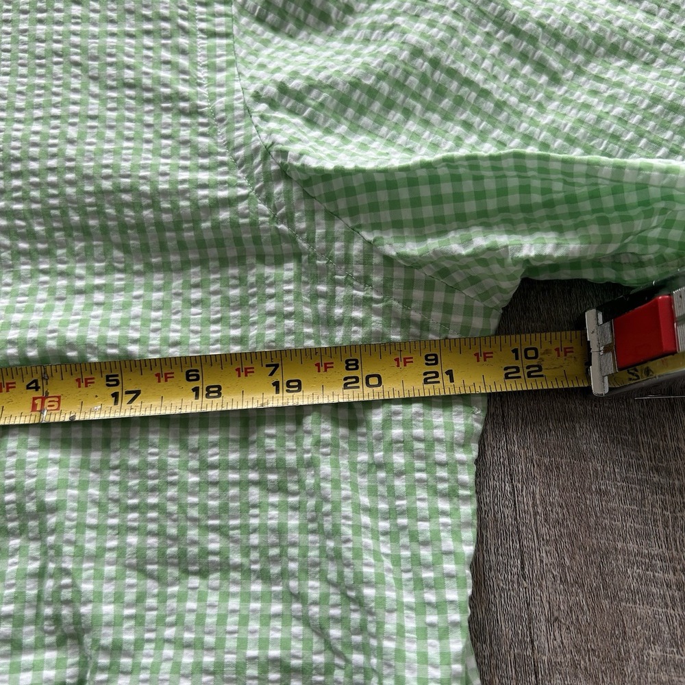 Ralph Lauren Mens Medium Classic Fit Green Gingham Seersucker Button Down Shirt - Picture 4 of 7